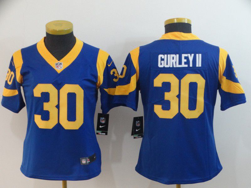 Women Los Angeles Rams 30 Gurley ii Blue Nike Vapor Untouchable Limited Player NFL Jerseys